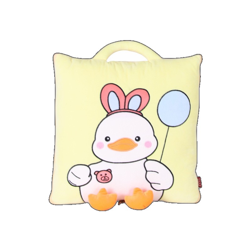 [EGIFTON-2431] Cartoon pillow quilt happy house duck single quilted dual-use two-in-one family car pillow