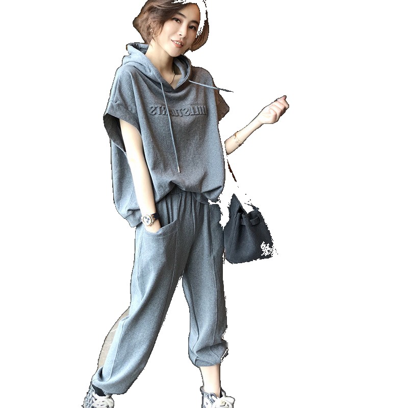 [EGIFTON-3853] Wholesale 2023 summer new fashion thin sports leisure suit female European goods western style two-piece trendy trendy