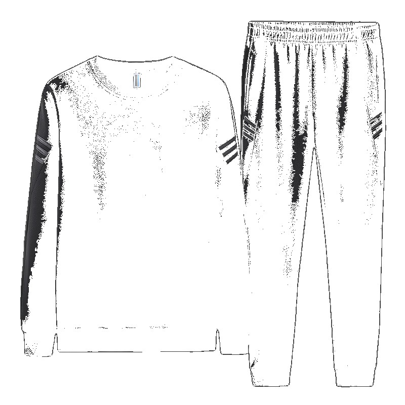 [EGIFTON-LIVE-3075] 2020 autumn new casual sports sweater suit men's striped round neck trousers two-piece set set