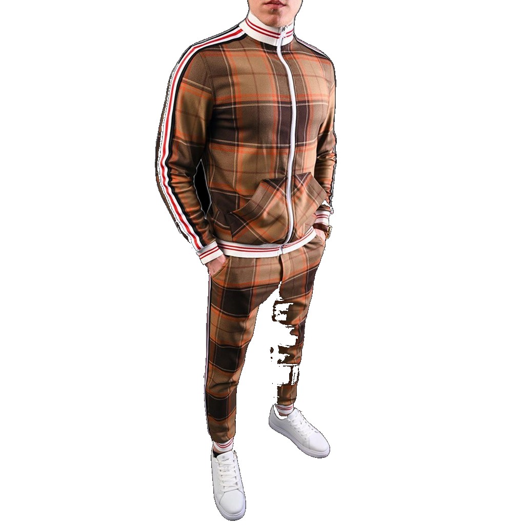 [EGIFTON-LIVE-3083] 2020 Cross-border Men's Suits Amazon Autumn Casual Wear European and American Trendy Brand Large Size Sportswear Two-piece Set Set