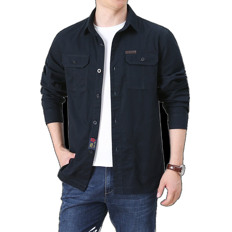 [EGIFTON-LIVE-3084] 2020 men's jacket pure cotton coat new casual middle-aged multi-pocket shirt manufacturer 208557 208557