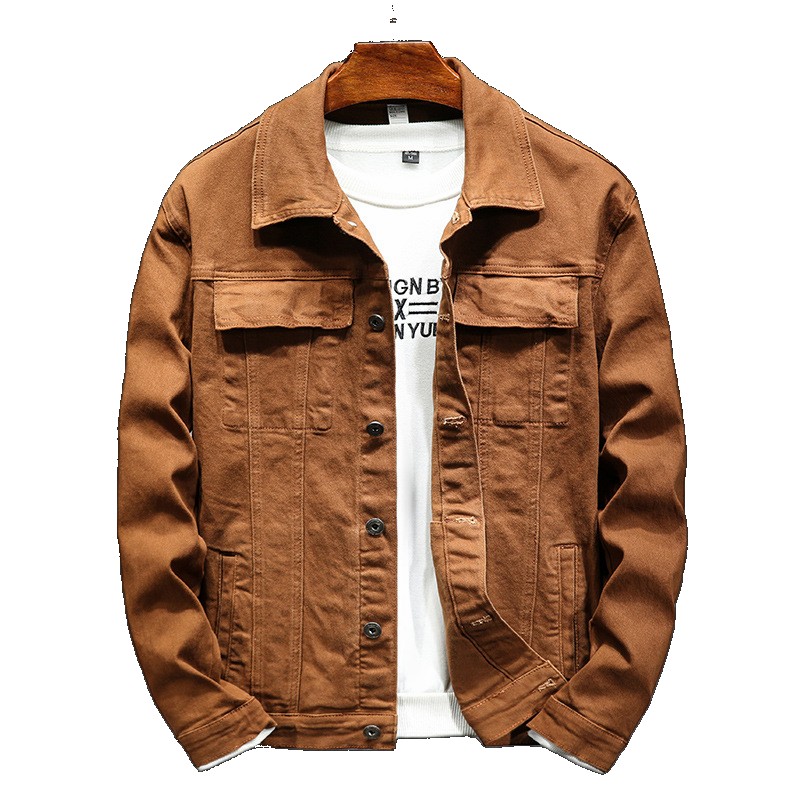 [EGIFTON-LIVE-3134] Cross-border 2023 new men's jacket autumn cotton elastic solid color handsome Korean version of slim denim men men