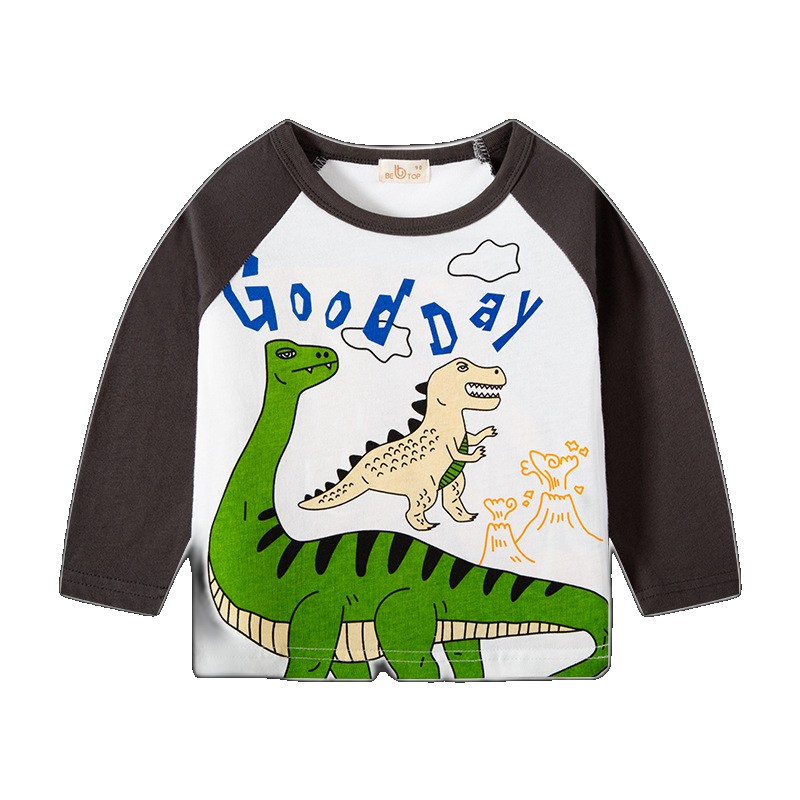 [EGIFTON-LIVE-3199] Be top children's clothing Korean version autumn dinosaur sleeve boys long-sleeved T-shirt pure cotton bottoming shirt shirt