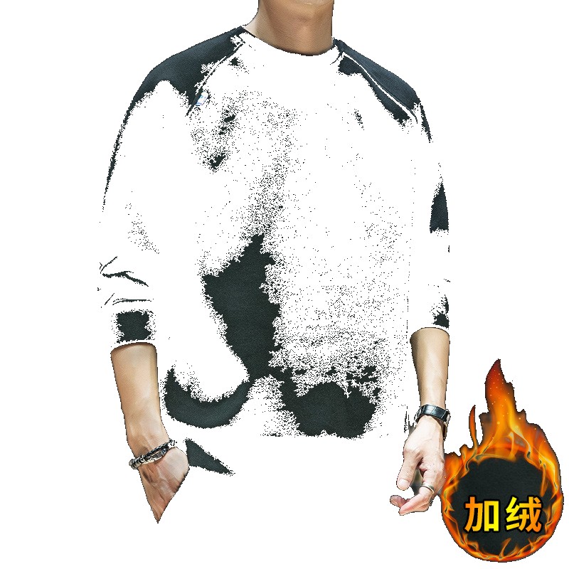 [EGIFTON-LIVE-3264] De Velvet men's sweater long-sleeved t-shirt spring and autumn new plush top clothes winter bottoming shirt shirt