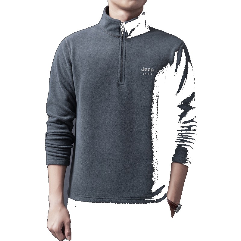 [EGIFTON-LIVE-3321] 2021 Half-Zip Sweatshirt Men's Spring and Autumn Stand Collar Plus Velvet Warm Polo Shirt Trendy Middle-aged Dad's Outerwear Outerwear