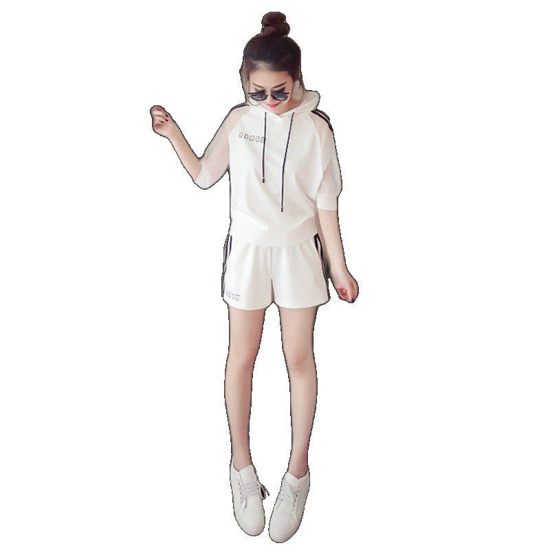 [EGIFTON-LIVE-3534] (Foreign Trade Model) Summer Korean Ladies Casual Fashion Sports Suit Women's Two-piece Shorts Top Fashion