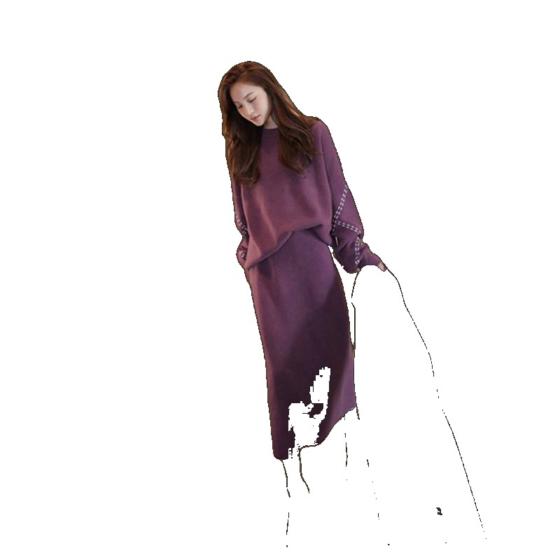 [EGIFTON-LIVE-3545] 2021 Autumn and Winter New Women's Suit Temperament Xiaoxiang Fashion Western Style Professional Casual Sweater Skirt Two-piece Set Set
