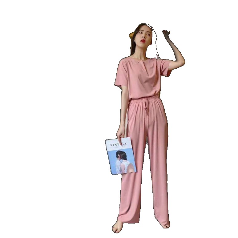 [EGIFTON-LIVE-3549] 2021 spring and summer new pajamas set women's thin section soft fashion casual suit loose home service short-sleeved pants pants