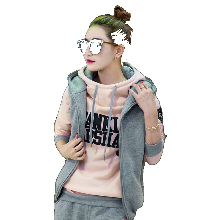 [EGIFTON-LIVE-3553] 2022 autumn and winter new fashion hooded sweater sports suit female students loose casual trousers three-piece trendy trendy