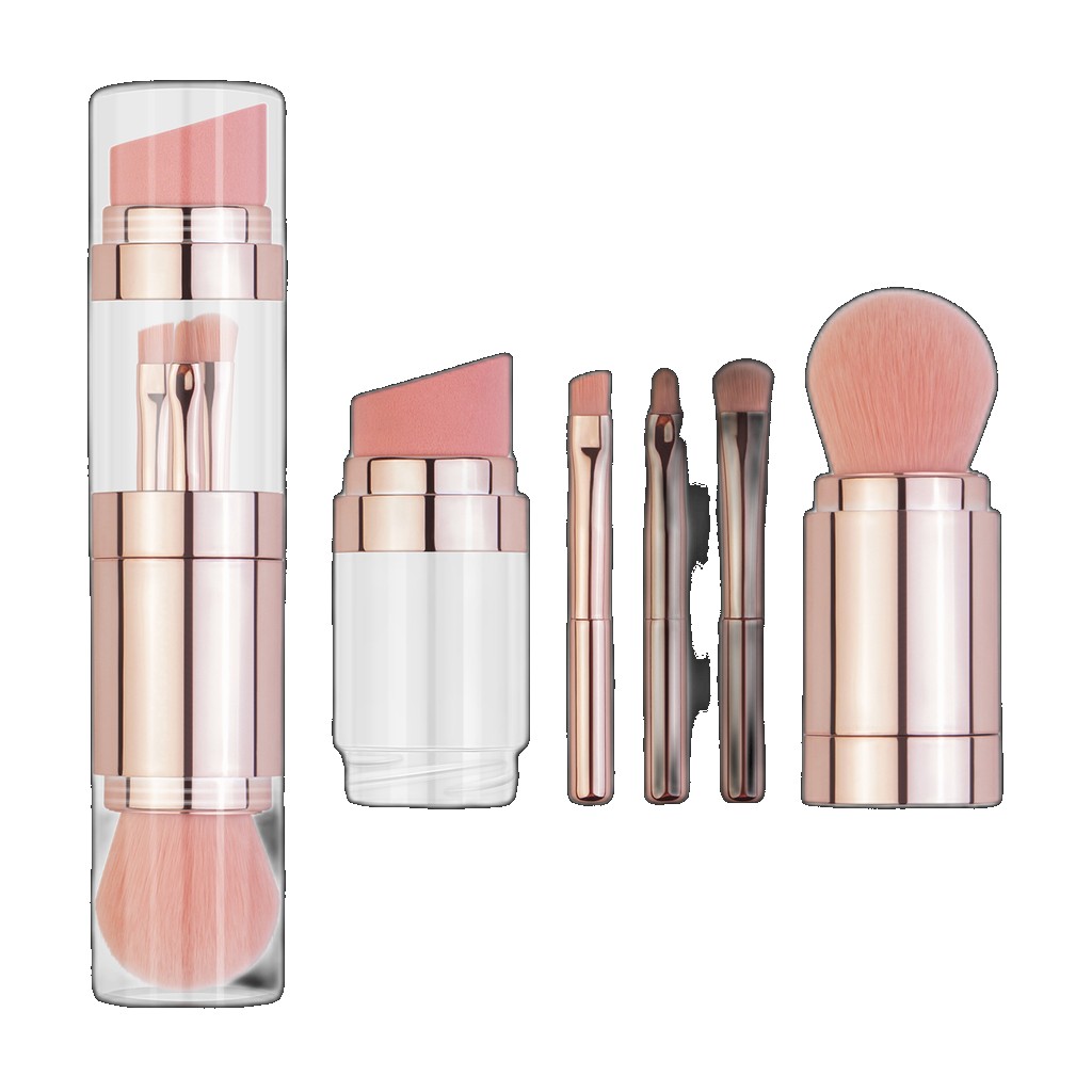 [EGIFTON-LIVE-3674] Cross-border Hot Selling 5-in-1 Makeup Brush Multifunctional Portable Powder Puff Set Wholesale Beauty Tools Tools