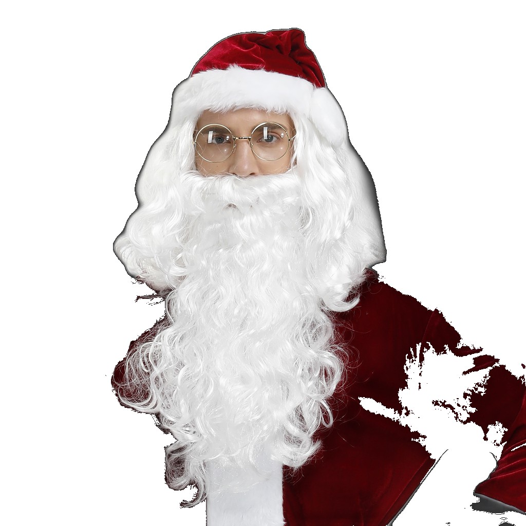 [EGIFTON-LIVE-3805] Santa beard wig set cos white Christmas grandpa wig
