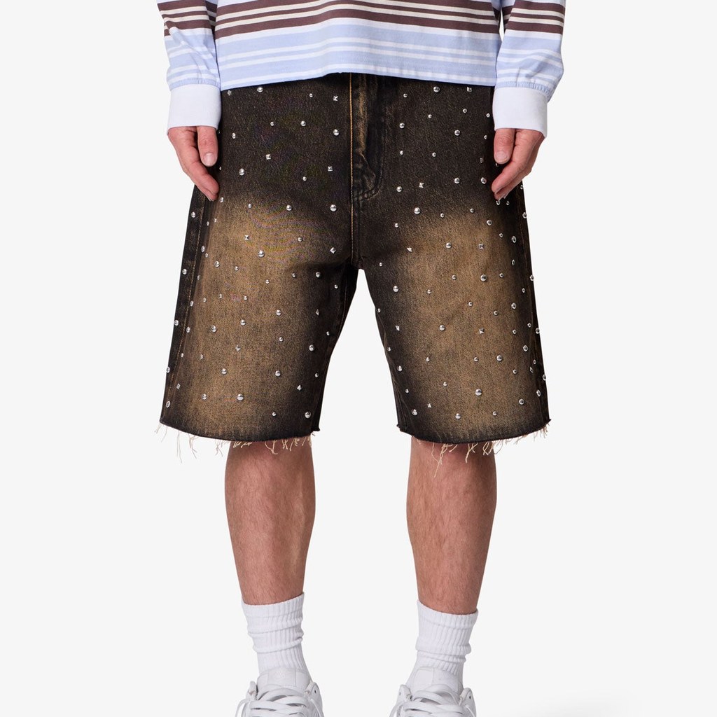 [EXT-MEN-MNML-DENIM-SHORTS-BLACK] mnml Baggy Studded Denim Shorts - Black
