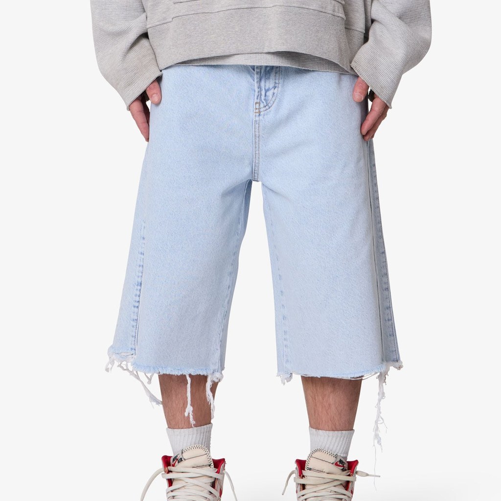 [EXT-MEN-MNML-DENIM-SHORTS-LBLUE] mnml Ultra Baggy Cut Off Denim Shorts - Light Blue