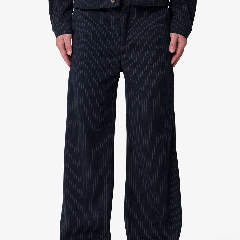 [EXT-MEN-MNML-PINSTRIPE-TROUSER] mnml Pinstripe Bootcut Trouser - Black/White