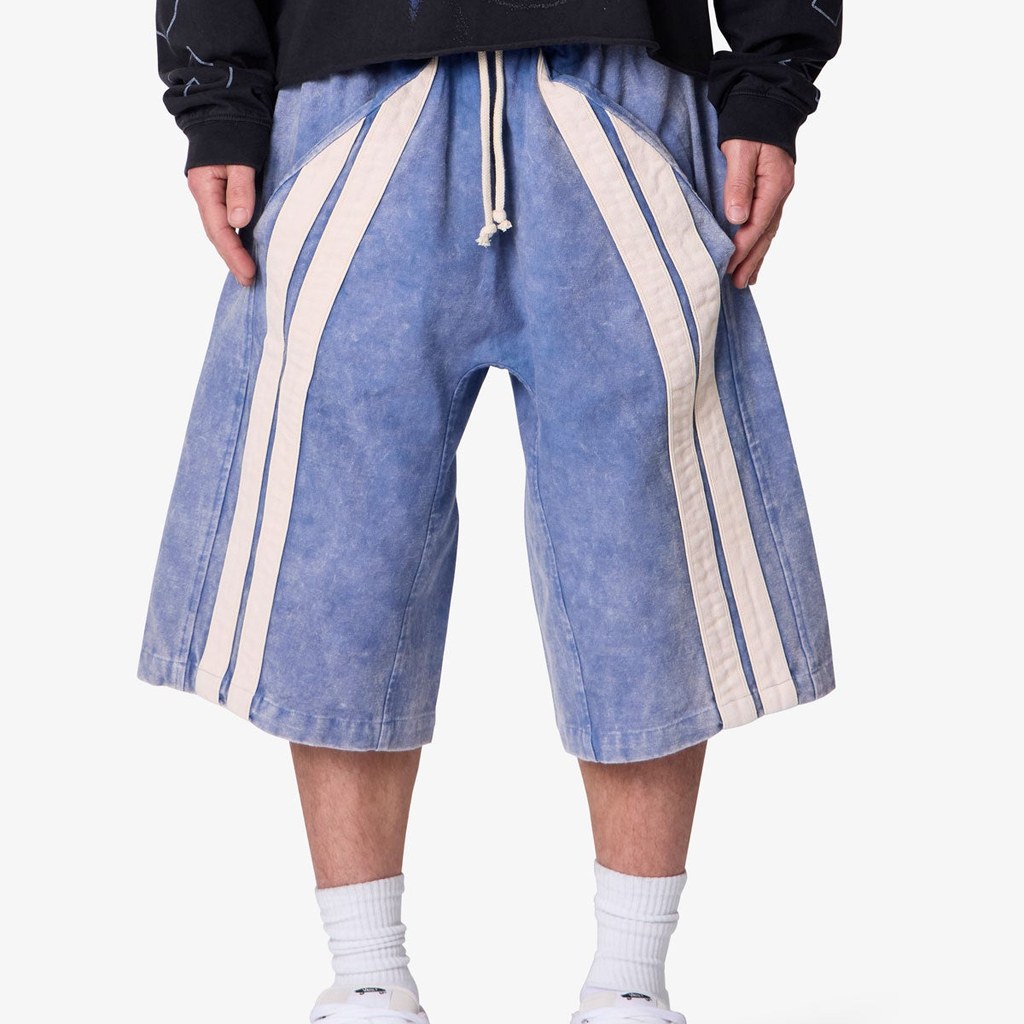 [EXT-MEN-MNML-STRIPE-SHORTS-BLUE] mnml Ultra Baggy Stripe Twill Shorts - Washed Blue