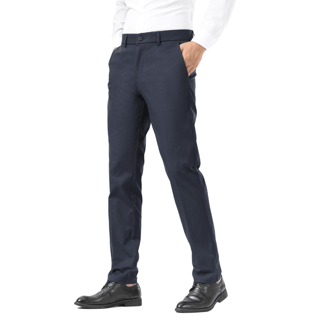 [EXT-MEN-PLAID-DRESS-NAVY] Plaid&Plain Navy Blue Men's Dress Pants