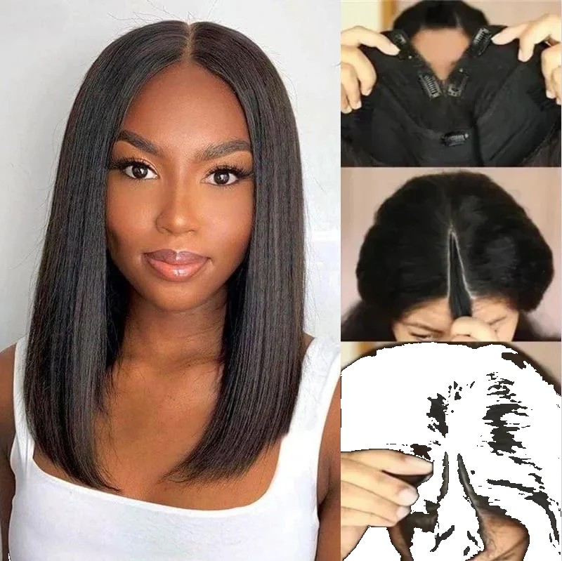 [EXT-QVR-BOB-VPART-001] QVR Straight V Part Short Bob Human Hair Wig