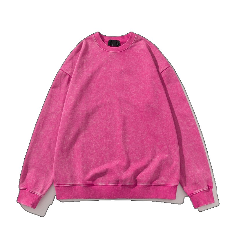 [EGIFTON-3267] European and American washed distressed round neck sweatshirt men's oversize off-shoulder pullover spring autumn youth popular long sleeves sleeves