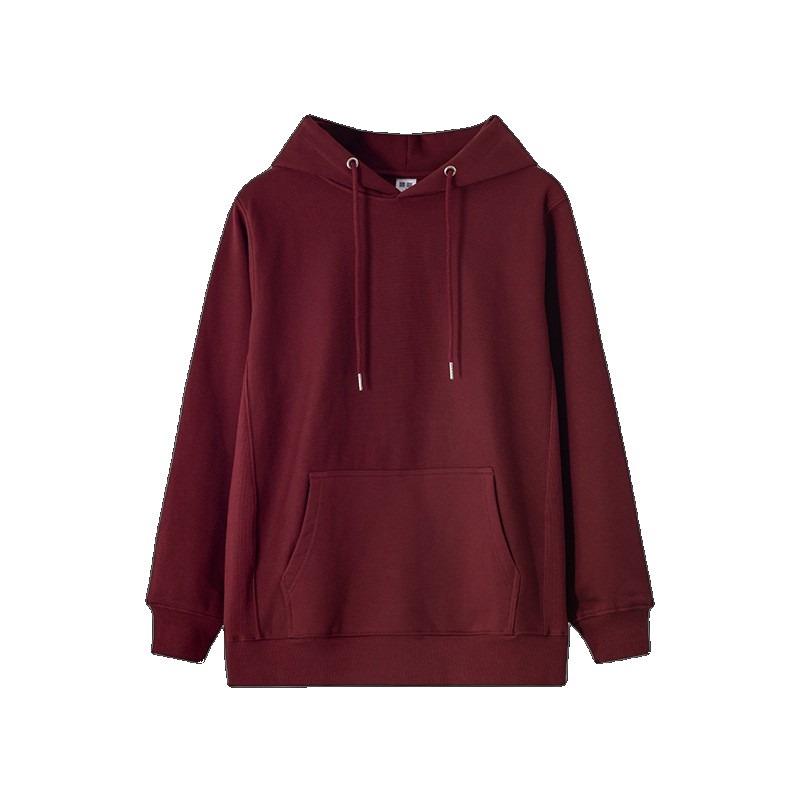 [EGIFTON-3602] 460g regular hooded collection BF style new cotton men's and women's long-sleeved shirts Korean version plus velvet trendy sweater wine red red